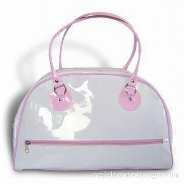 Vinyl Tote Bag in Fashionable Design, Measures 42 x 22 x 26cm, with Zipper on Top